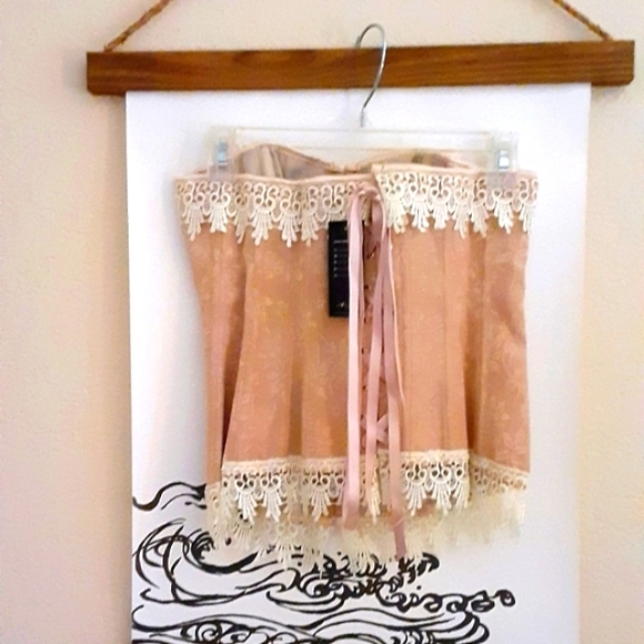 Romantic Blush Pink Brocade Corset Top - Picture 11 of 11